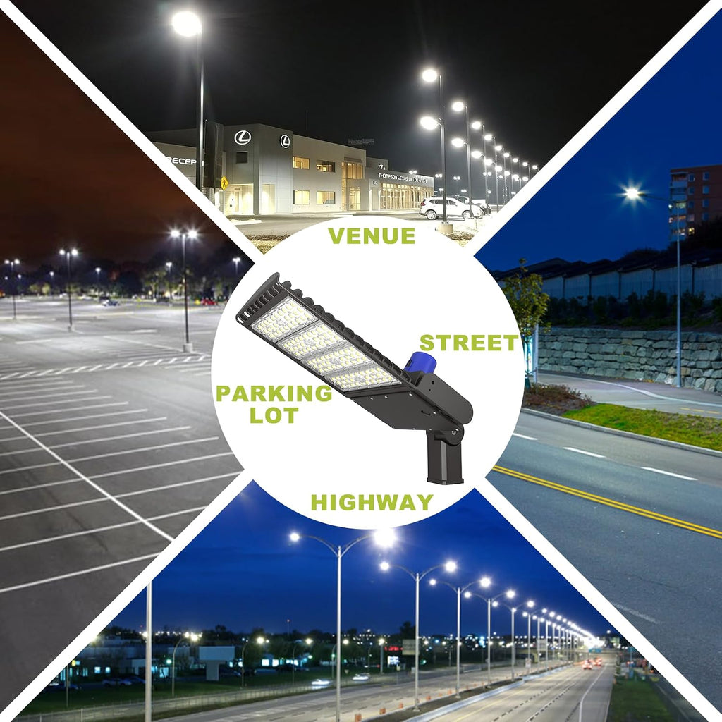 400W LED Shoebox Light 60000LM 5700K, Dusk to Dawn Photocell Outdoor Street Area Lighting, Super Bright Commercial Parking Lot Pole Light Fixture, Slip-Fitter Mount, IP65 Waterproof