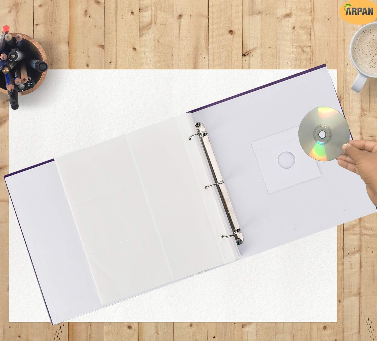 Arpan Large 3-Ring Binder Slip In Photo Album holds 500 6×4' / 10×15 cm photos (Purple)