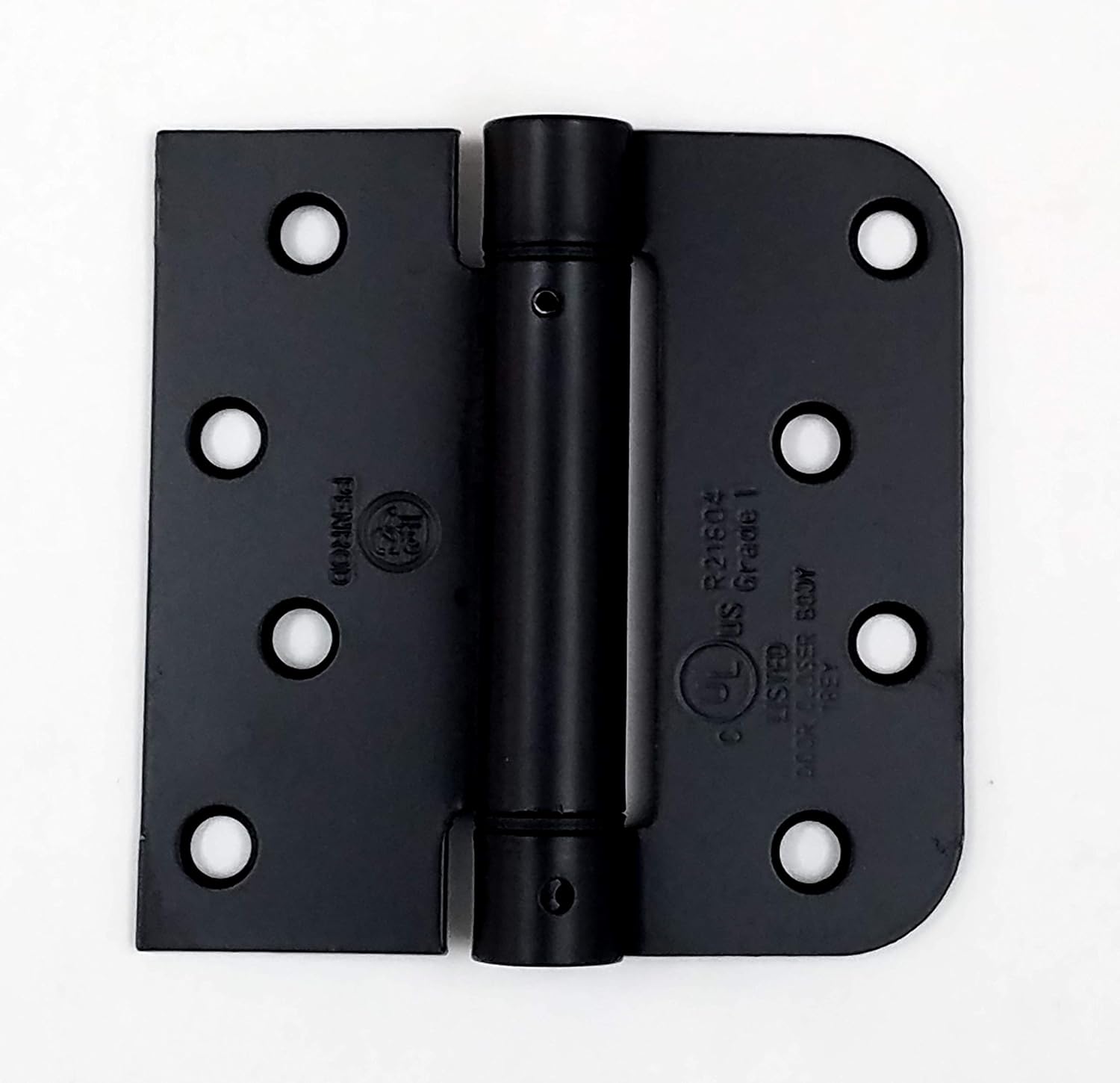 Spring Hinges 4 Inch with 5/8 Inch Square Corner, Self Closing Adjustable, Flat Black, 12 Pack