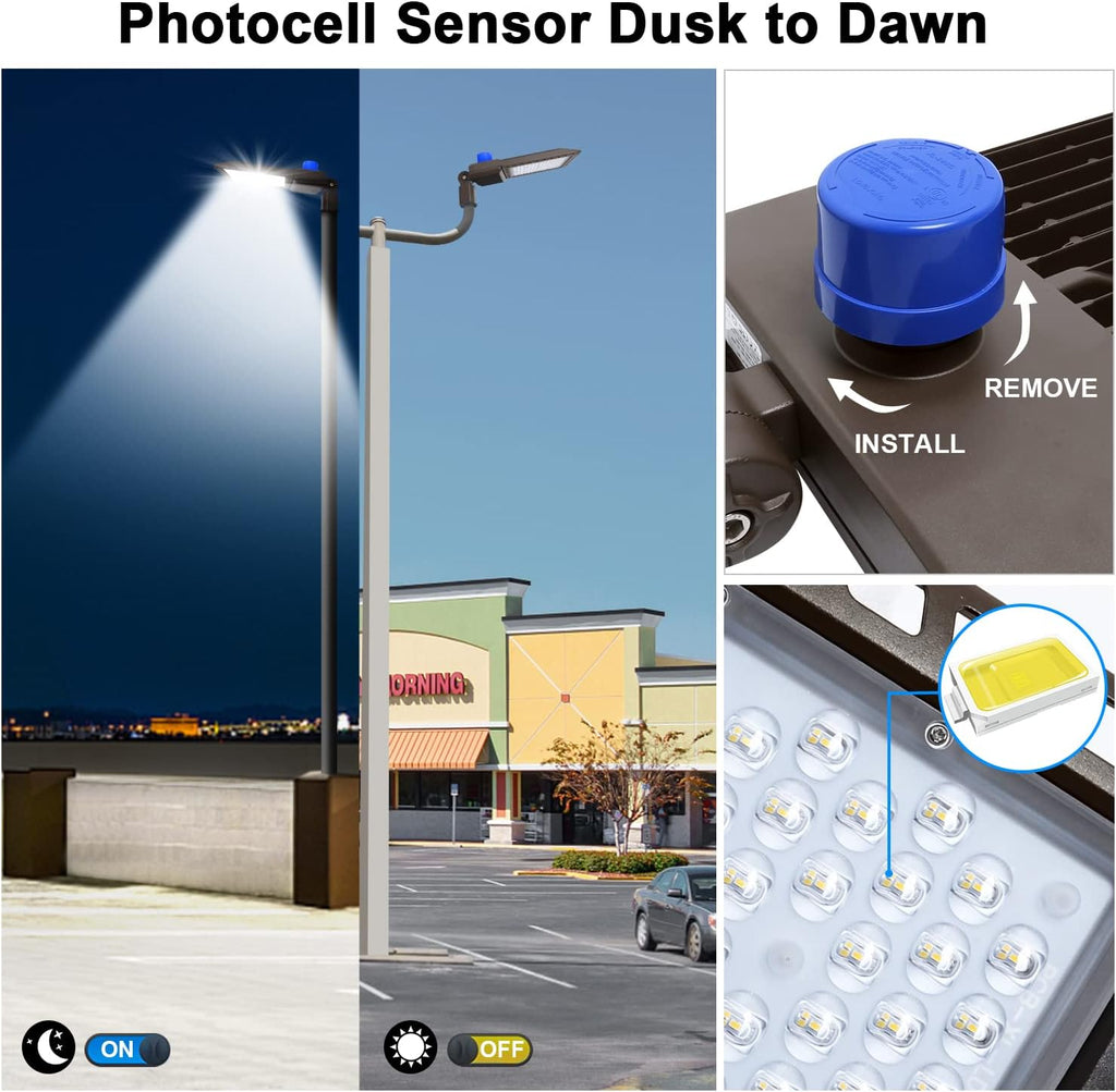 300W Parking Lot Light, 45000LM 5000K Dusk to Dawn Security Light | IP65 Waterproof, Adjustable Pole Mount, 100-277V Commercial LED Shoebox Light for Warehouse, Street, Driveway