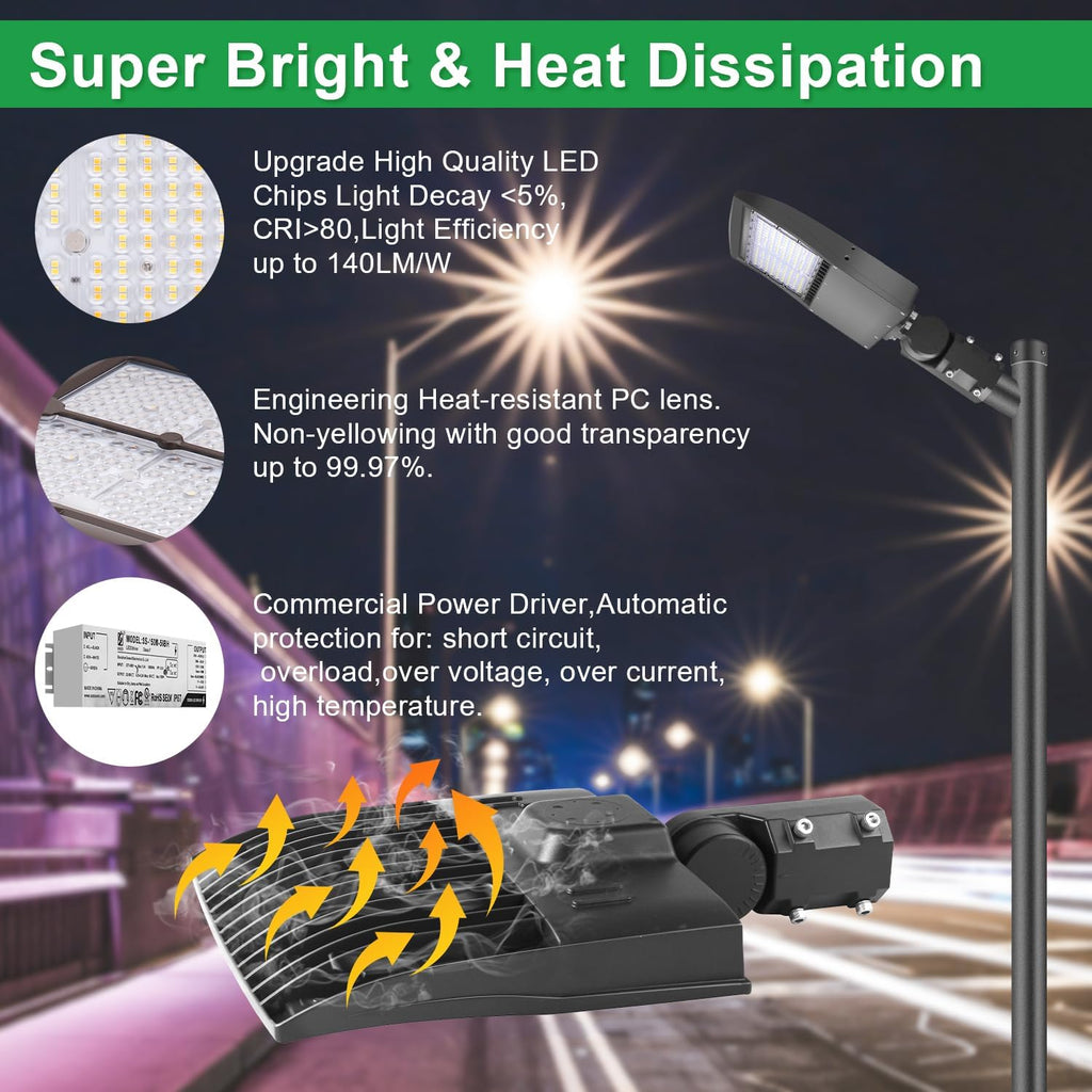 100W LED Parking Lot Light, 14000LM(140lm/w) LED Shoebox Area Light (350W HID/HPS Equivalent), 5000K Dimmable Outdoor Commercial Street Lighting - Slip Fitter Mount, IP65 AC100-277V