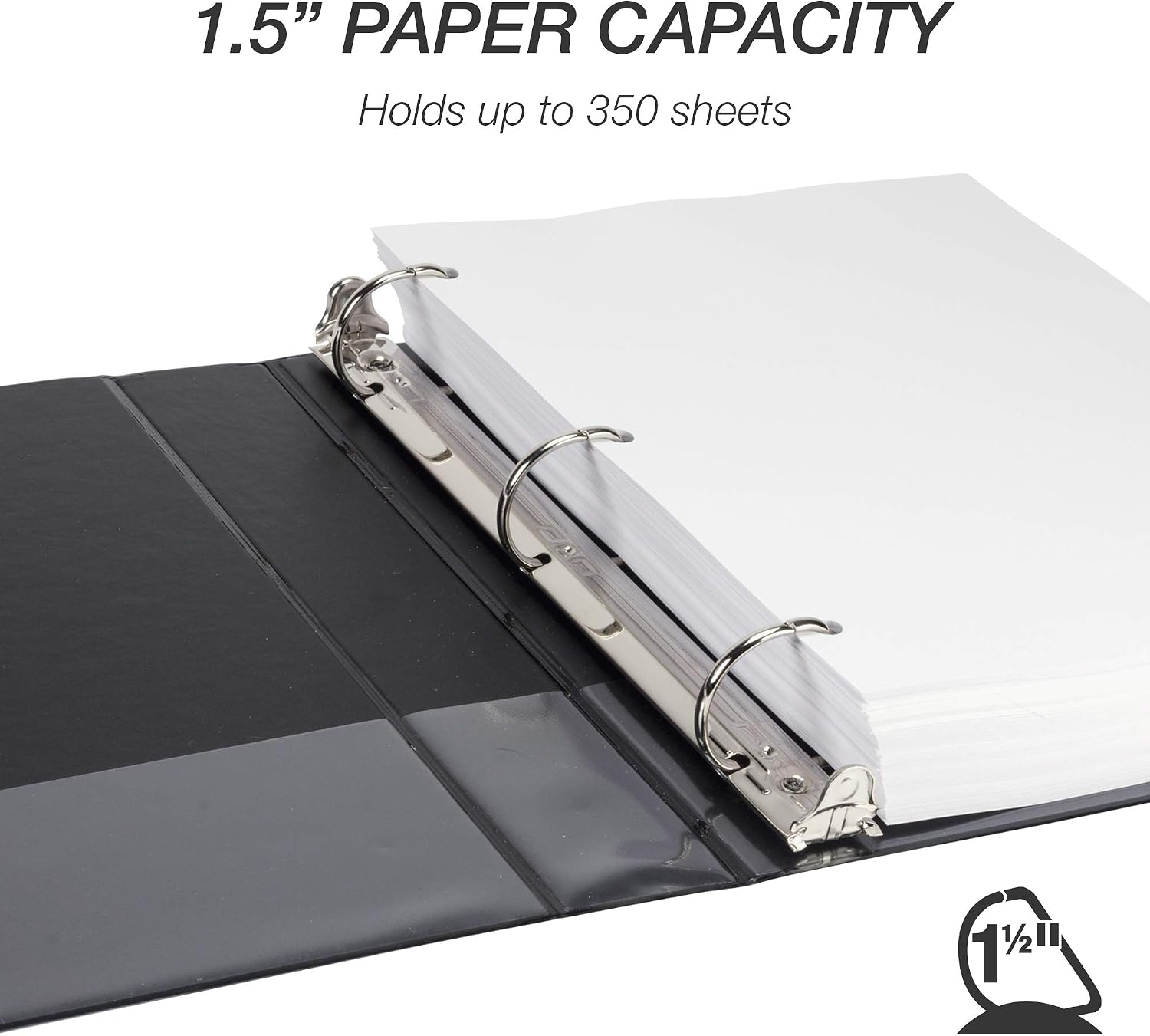 Samsill Durable 1.5 inch 3 Ring Binder, Made in USA, D Ring Binder, 100% Recycled Chipboard, Black, Pallet of 480 Binders in 40 Cartons