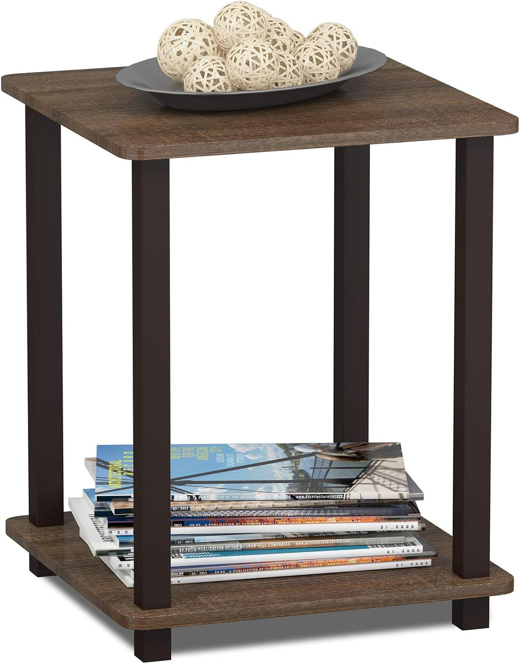 Furinno Simplistic Set of 2 End Table, Walnut/Brown (Pack of 5)