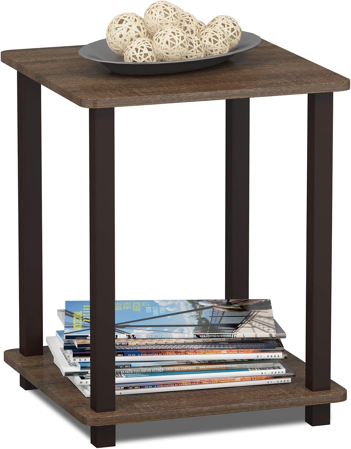 Furinno Simplistic Set of 2 End Table, Walnut/Brown (Pack of 5)