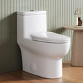 DeerValley Elongated One Piece Toilet with Efficient Dual Flush 1.1/1.6 GPF | Standard Height Toilet Bowl, Durable Ceramic, Slow Close Seat, Skirted Design 10' Rough-In Toilet for Bathroom DV-1F026R