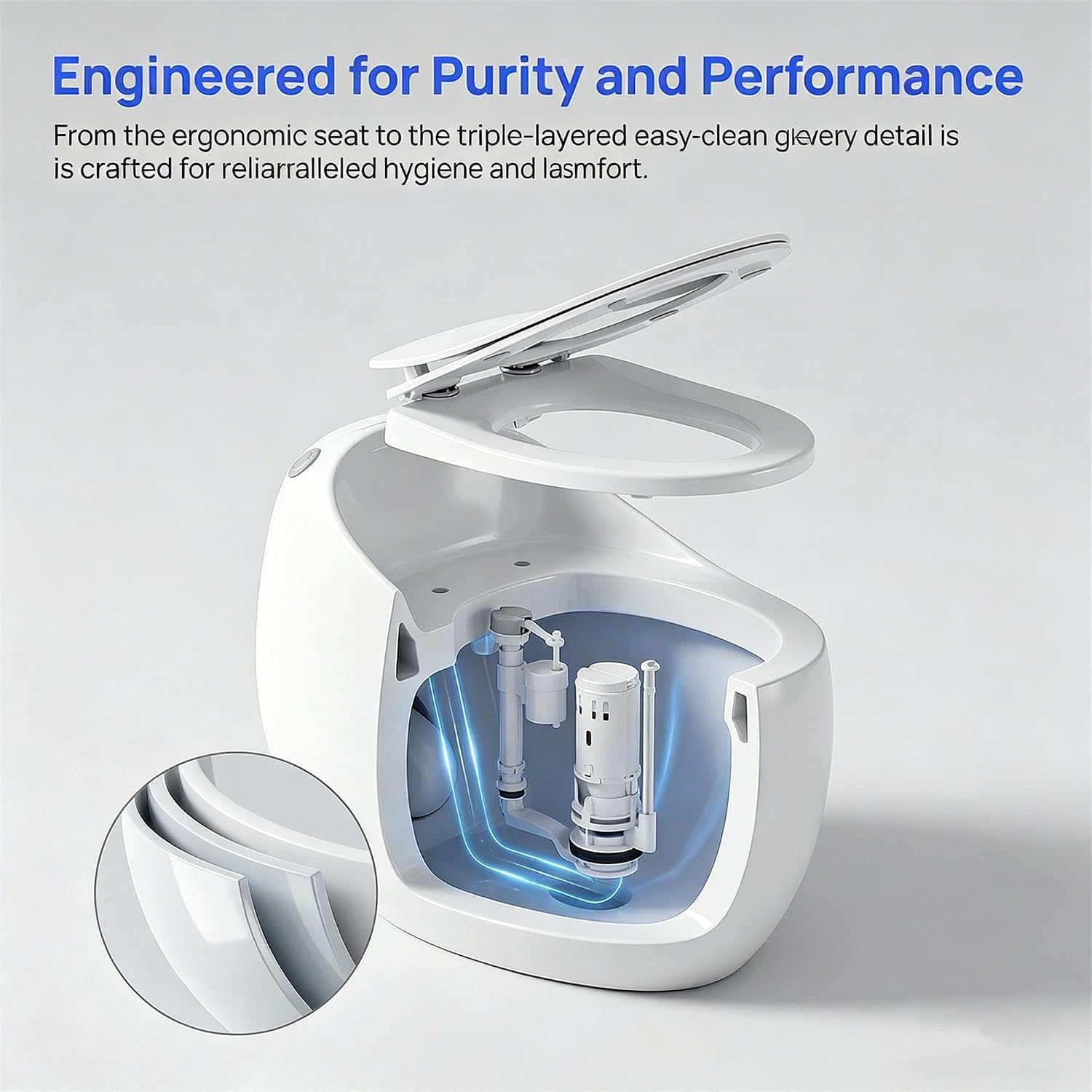 Compact One Piece Toilet, Pressure Assisted Flush 1.45 Gallons GPF Elongated Standard Toilet for Bathroom, 12' Rough-In, Floor Mounted Comfort Height, White (Seat Included)