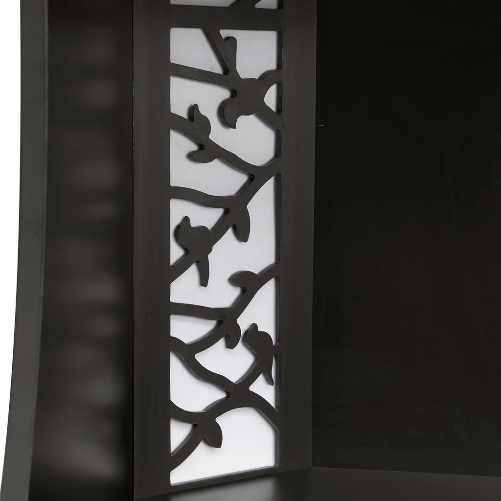 Homes: Inside + Out Connelly Modern 5 Shelf LED Bookcase, Unique Thin Wood Bookshelf with Storage and Remote, Office Shelving,Tall Book Shelf for Bedroom, Living Room and Small Spaces, Black