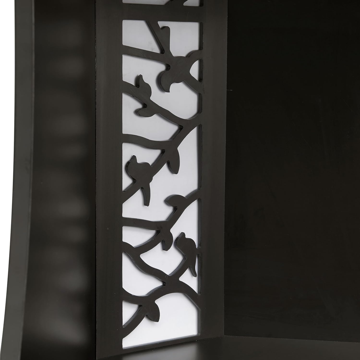 Homes: Inside + Out Connelly Modern 5 Shelf LED Bookcase, Unique Thin Wood Bookshelf with Storage and Remote, Office Shelving,Tall Book Shelf for Bedroom, Living Room and Small Spaces, Black