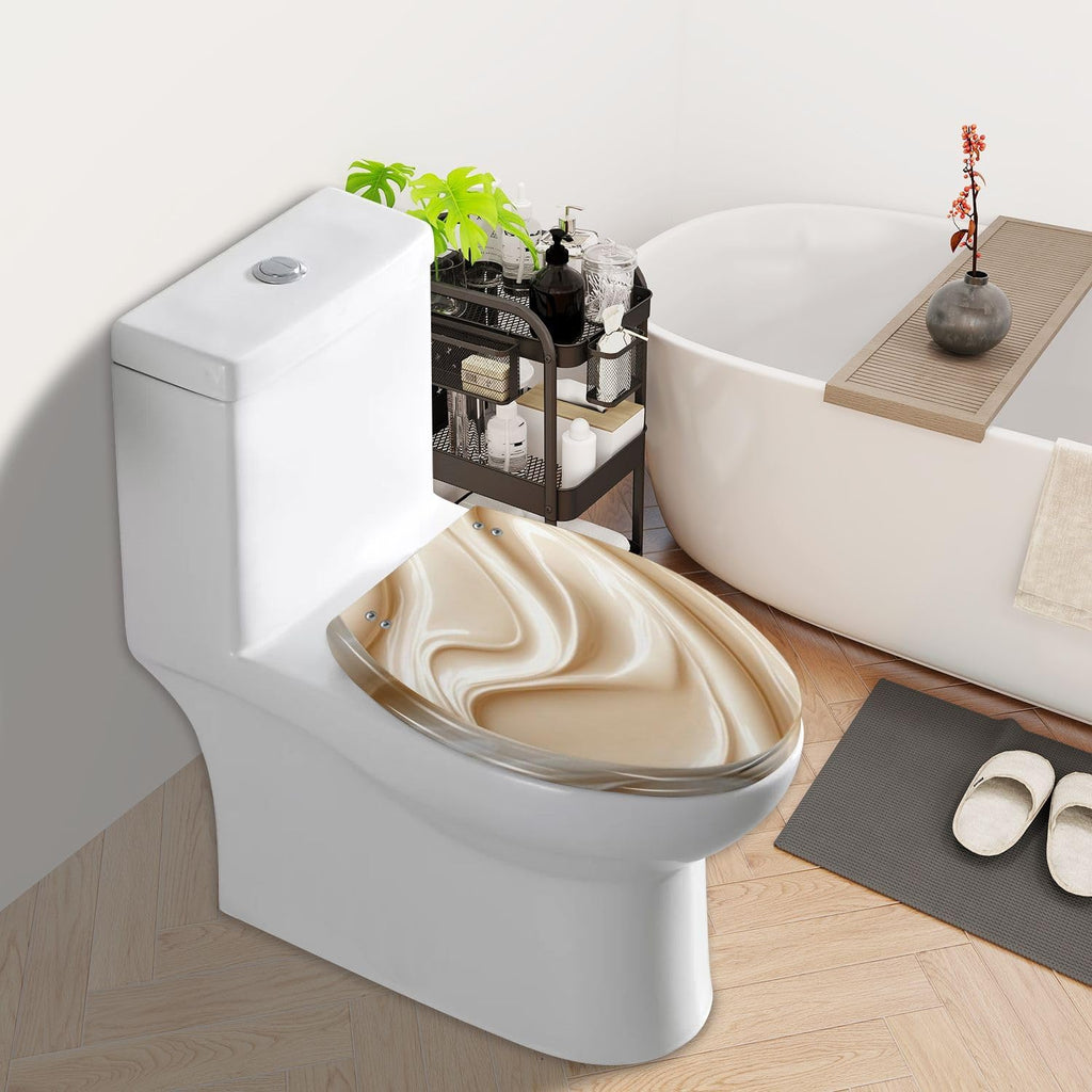 Elongated Toilet Seat Close up mayonnaise cream texture 3D render Resin Toilet Seat Slow Quiet Close with Quick-Release Hinges Toilet Seat with Cover Easy to Clean Install