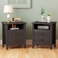 JSB Farmhouse Nightstand Set of 2, Night Stand with 2 Drawers,Open Shelf, End Table/Bed Side/Side Table for Bedroom, Kids Room, Living Room (Black, 18.7' W x 15' D x 23.8' H (2 Drawers))