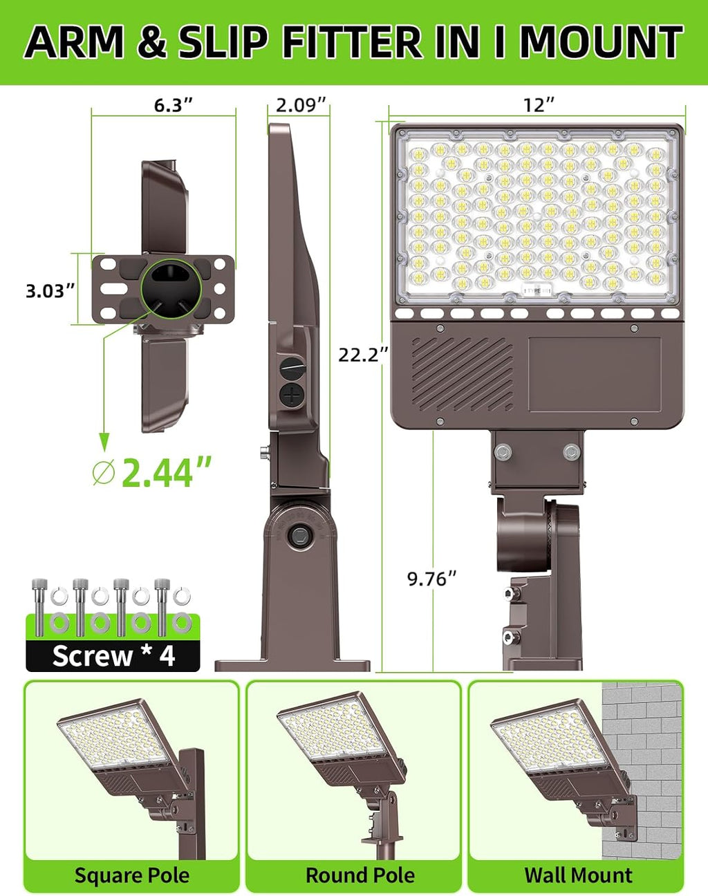 LED Parking Lot Light 150W 120W 90W Adjustable 4500K 5000K 5700K Tunable Up to 22500LM Photocell LED Shoebox Fixture Flood Pole Light Outdoor Field Lighting AC 100-277V