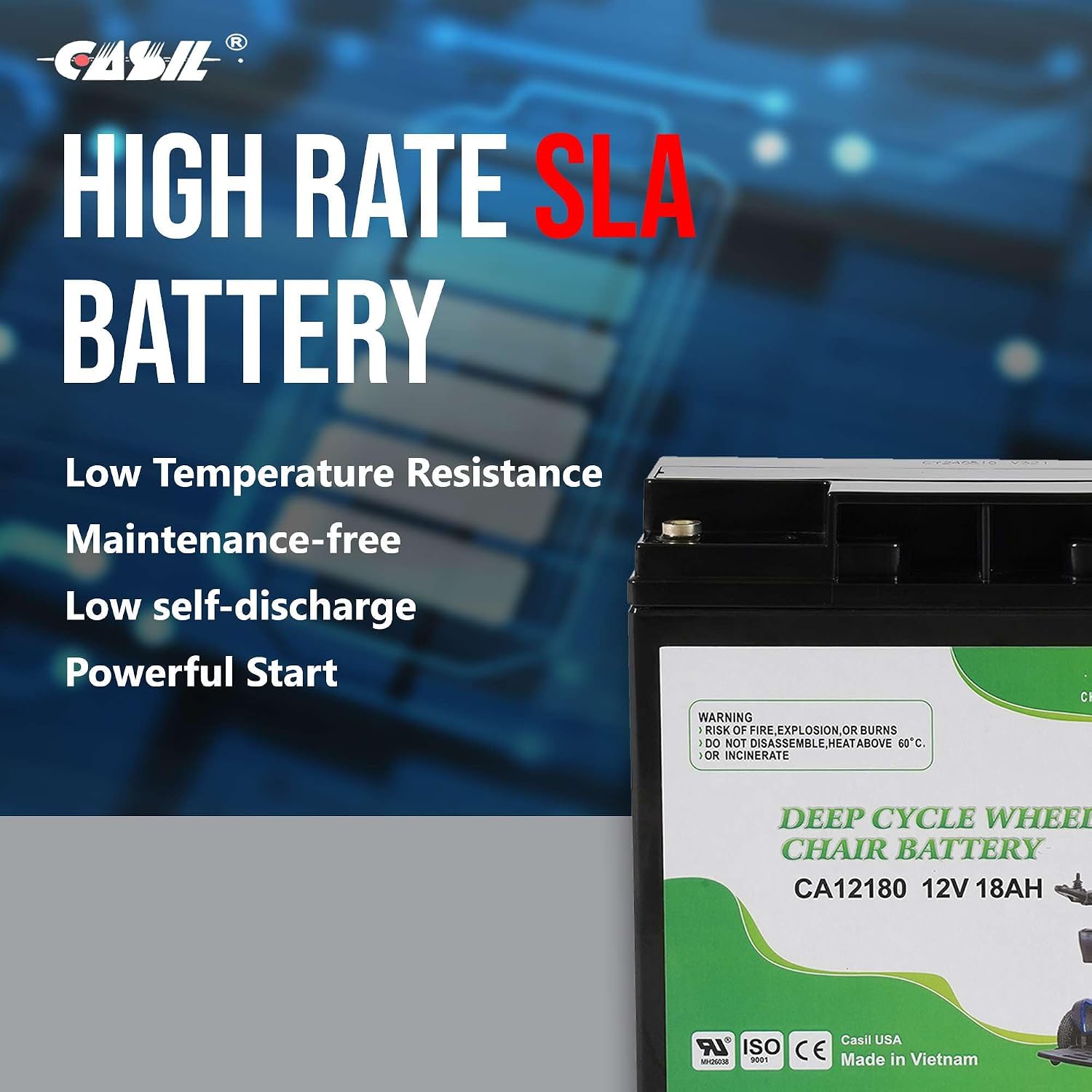 Casil 12V 18Ah Scooter Battery | Pride Mobility Scooter Accessories - Replacement for Pride Scooter Wheelchair Jazzy Power Chair Gogo Elite Traveller