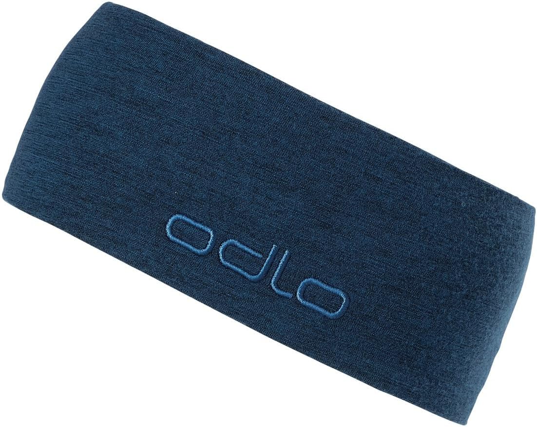 Odlo Unisex One Size Blue Wing Teal Melange Wool Blend Headband for Winter Sports (Cycling, Running, Cross-Country Skiing) - Athletes, Active Individuals
