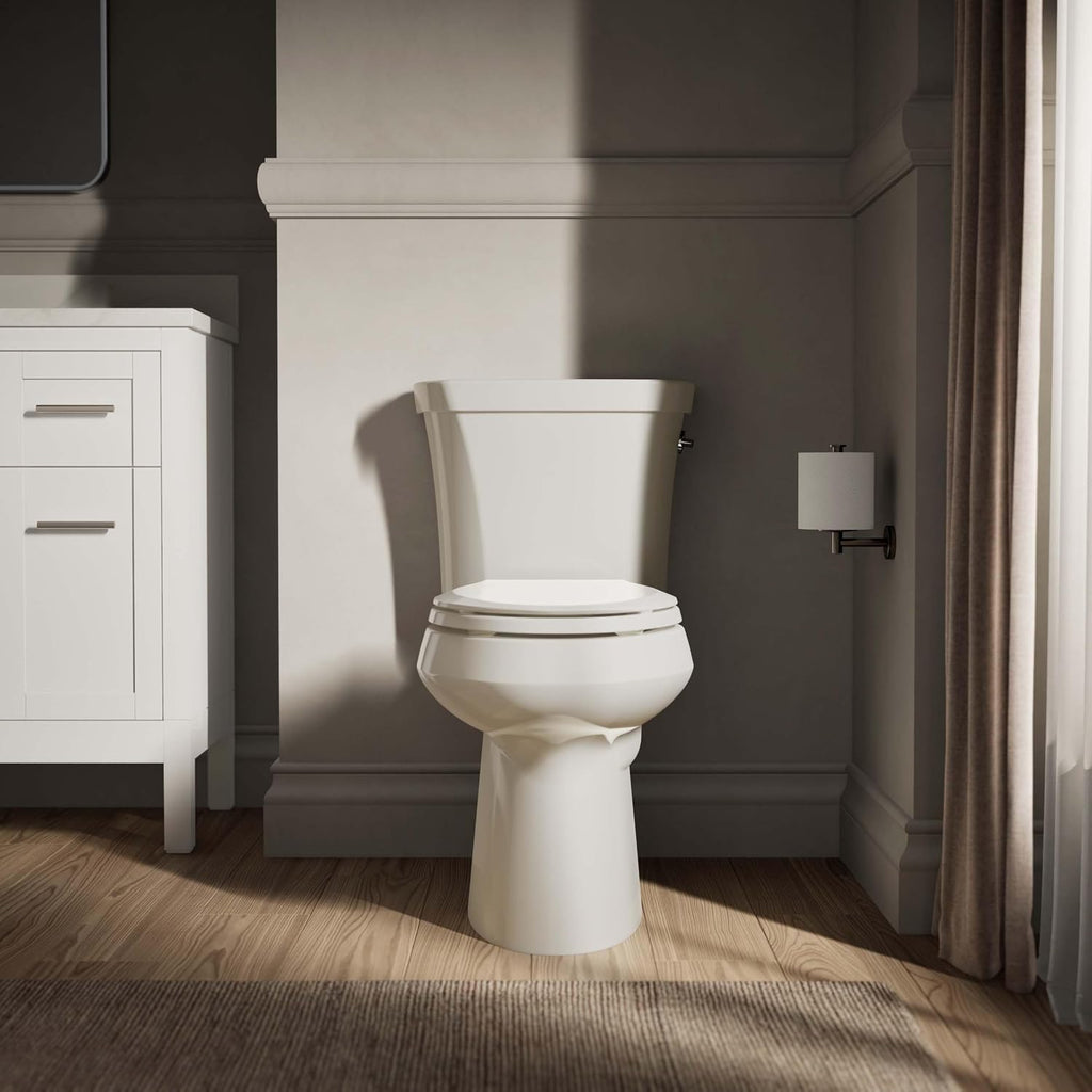 Kohler K-6393-RA-96 Highline Comfort Height Two-Piece Elongated Dual Toilet with Class Five Flush Technology and Right-Hand Trip Lever Biscuit