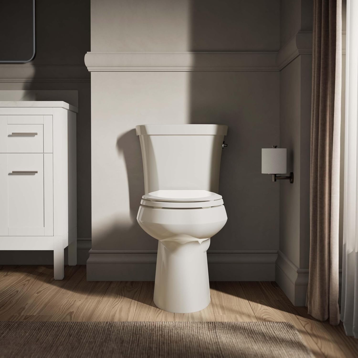 Kohler K-6393-RA-96 Highline Comfort Height Two-Piece Elongated Dual Toilet with Class Five Flush Technology and Right-Hand Trip Lever Biscuit