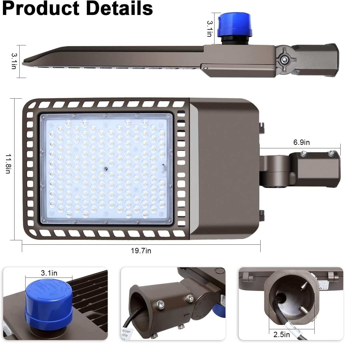 300W Parking Lot Light, 45000LM 5000K Dusk to Dawn Security Light | IP65 Waterproof, Adjustable Pole Mount, 100-277V Commercial LED Shoebox Light for Warehouse, Street, Driveway