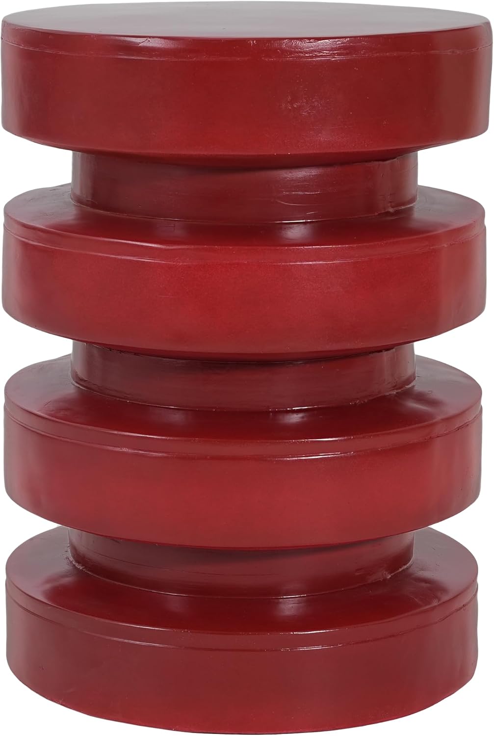 Merax MGO Round Side Table for Indoor Outdoor, Modern Sofa End Table, Small Coffee Tables for Living Room, Bedroom, Night Stand Bedside Table, No Assembly Required, Red