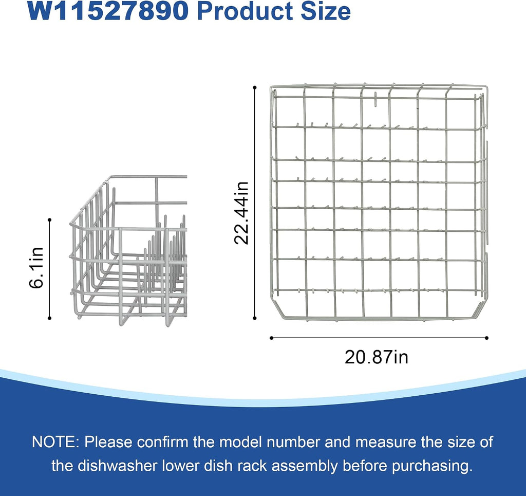 W11527890 Dishwasher Lower Dishrack Compatible with Whirlpool Maytag, Replacement W11778050, W11778050, WPW10525642, W10199774, W10525641, W10525642, W10525643, W11773654, WPW10525643