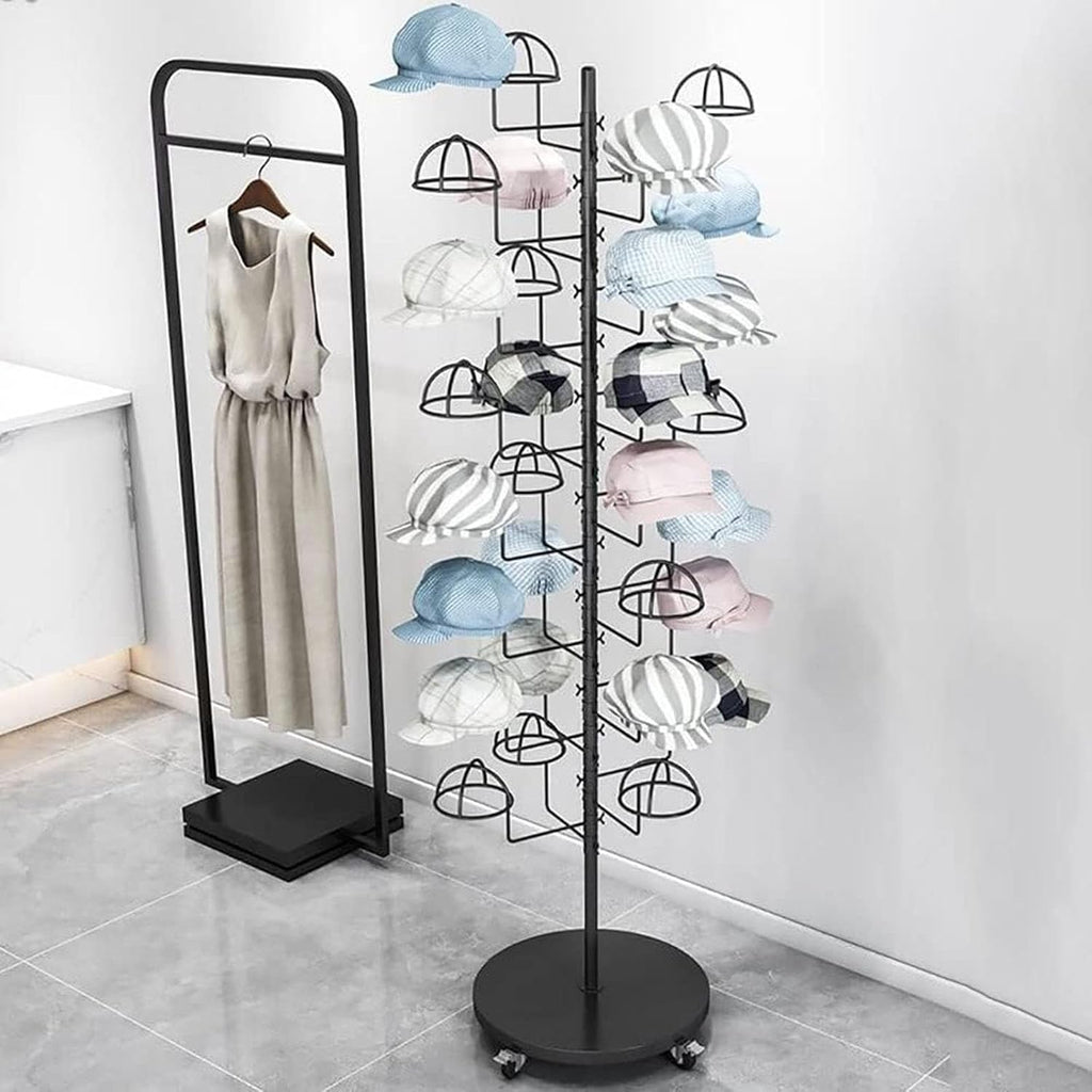 Hat Rack Stand Baseball Hat Holder Movable Hat Display Racks, Large Capacity Hat Holder, Metal Heavy Duty Storage Organizer for Baseball Caps/Cowboy Hats,White-Place 20 Hats