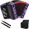 Accordions,22 keys Accordion,8 Bass Student Piano accordions Suitable for beginners and students Lightweight and portable, comes with a backpack and adjustable straps (8 Bass, Purple)