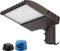 LEONLITE 150W LED Parking Lot Light, Adjustable Arm Mount, 20,250lm UL & DLC Listed, 1-10V Dimmable, Shoebox Pole Light with Photocell, 100-277V, Commercial Street Lighting, IP65, 5000K Daylight