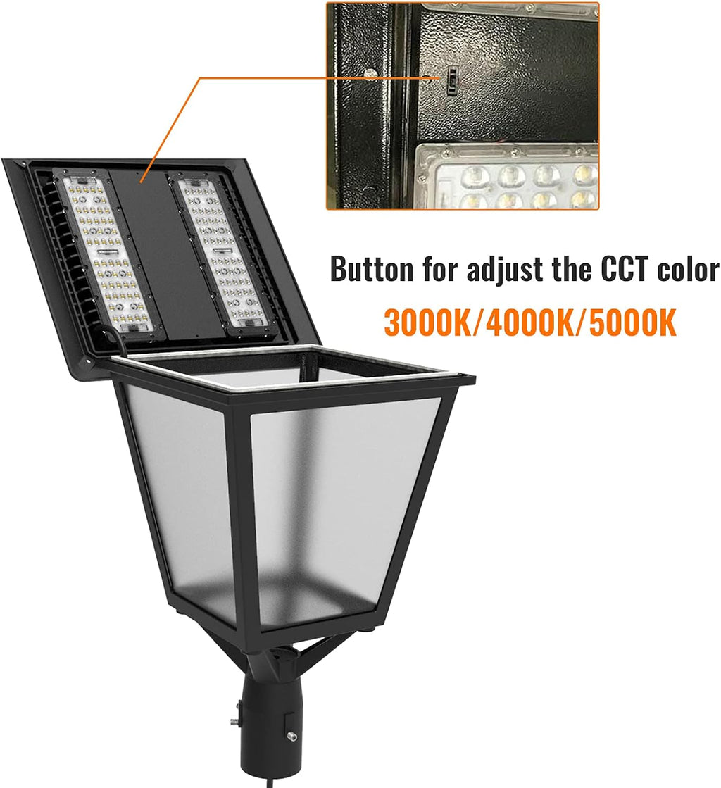 LED Post Top Pole Light - 30W Outdoor Pathway and Street Area Fixture - 3000K 4000K 5000K Dimming - Dusk to Dawn Lighting Fixture for Yard, Garden, Courtyard