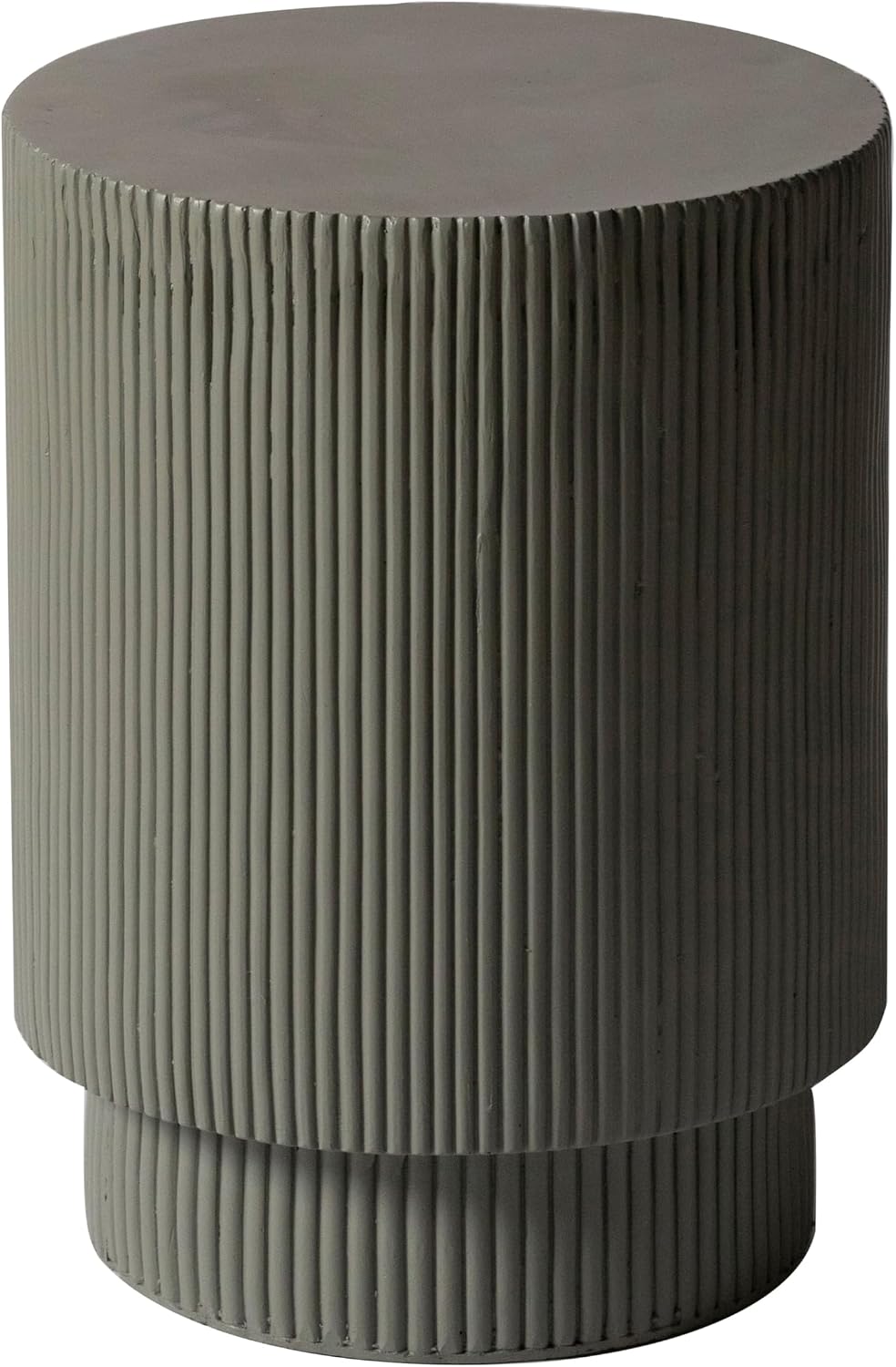 LeisureMod Modern Side Table Round Fiberstone Top Accent End Table for Home, Outdoor Patio, Living Room Sofa, Weather-Resistant, Eden Series in Grey
