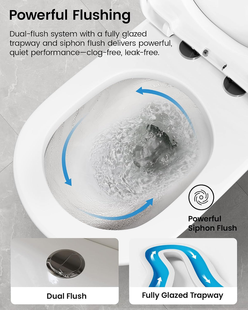 Compact One Piece Toilet Matte Black, Space-Saving Powerful Dual Flush Round Small Toilet for Bathrooms, Average 1.28 GPF, Skirted Design Upgraded UF Quiet & Soft Close Seat (12' Rough-in Toilet)