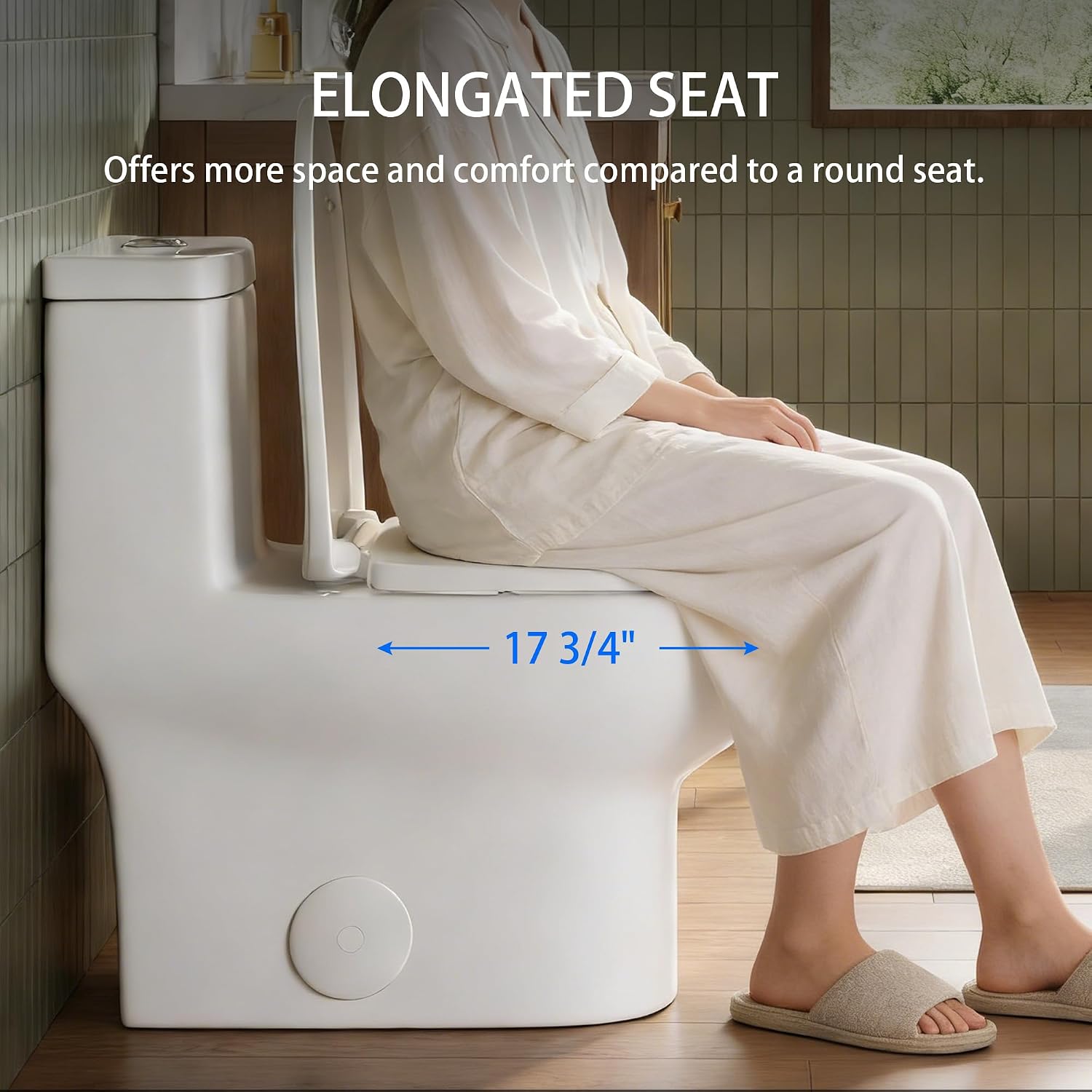 DeerValley Elongated One Piece Toilet with Efficient Dual Flush 1.1/1.6 GPF | Standard Height Toilet Bowl, Durable Ceramic, Slow Close Seat, Skirted Design 10' Rough-In Toilet for Bathroom DV-1F026R
