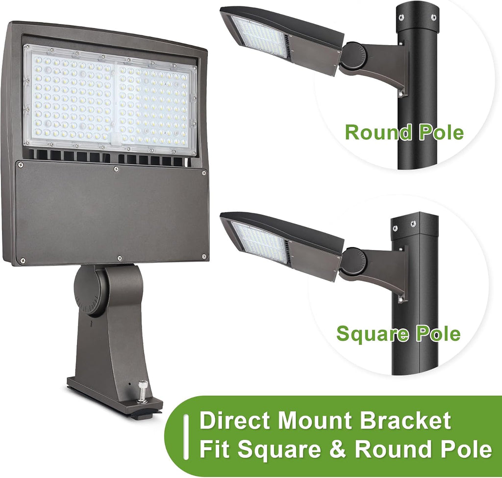 100W LED Parking Lot Lights, 14,000LM 5000K Outdoor Area Light, 100-277V 0-10V Dimmable Shoebox Light with Direct Arms Mount, Surge Protection, UL Listed
