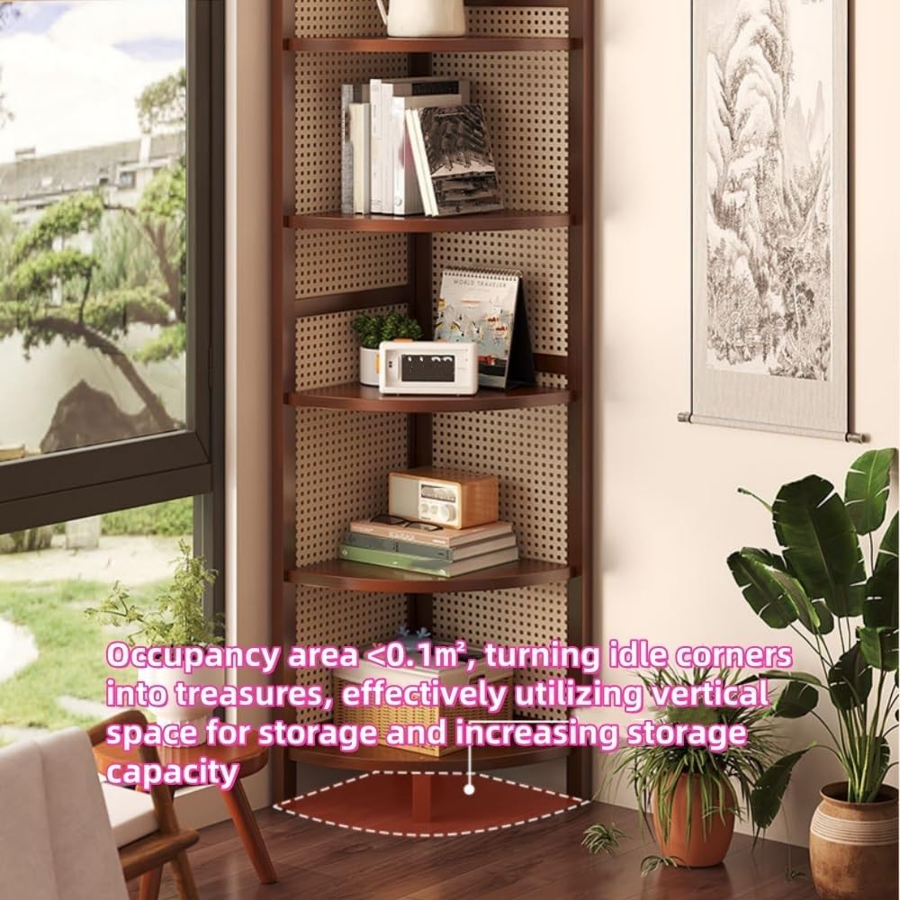 Vintage Corner Bookshelf and Storage Cabinet, Multi-Tier Shelf for Books, Multi-Function Corner Shelf, Home Decoration, Living Room Wall Bookshelf(Natural)