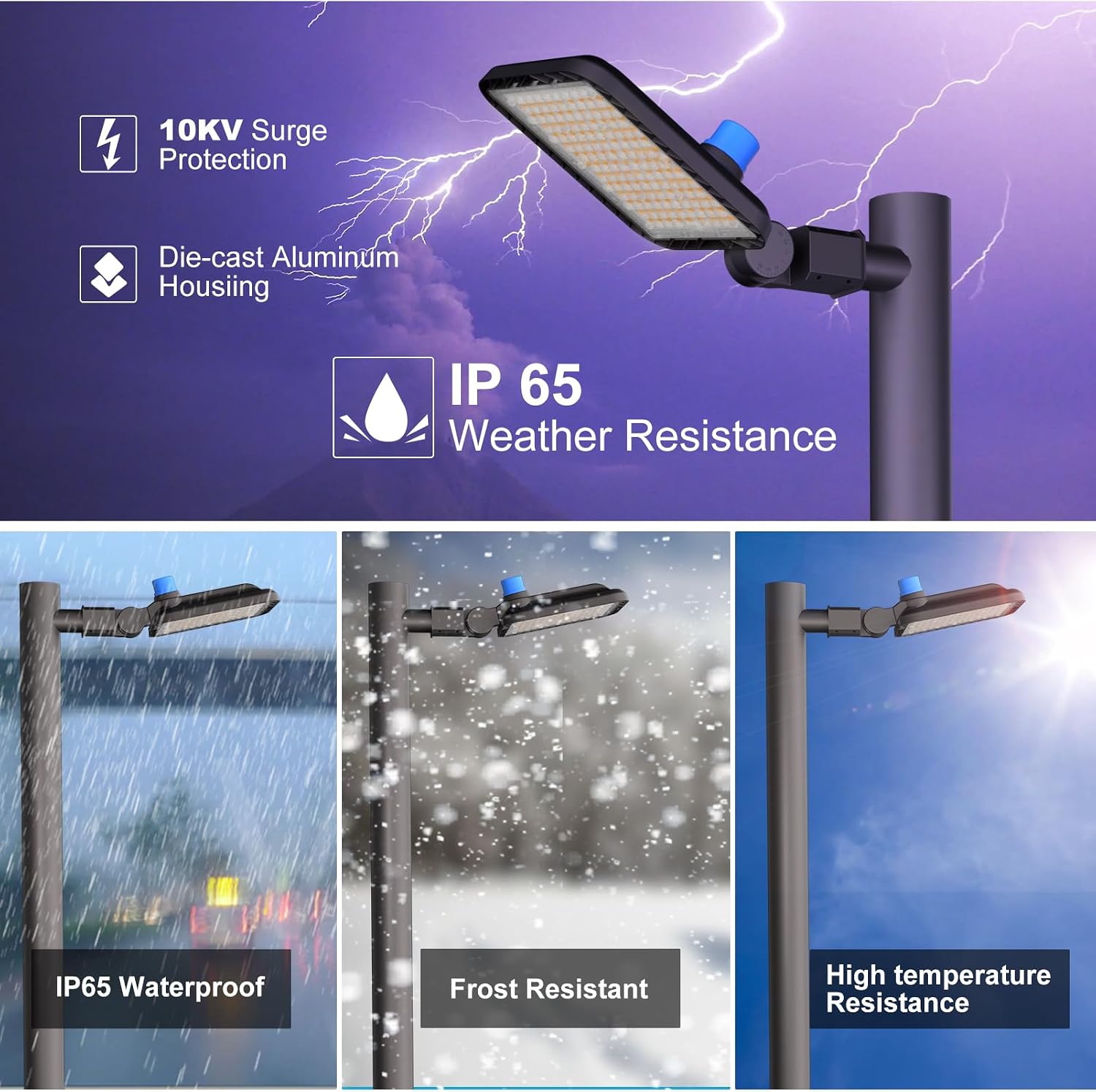 4Pack 240W LED Parking Lot Light (60000LM Eqv 1000W HID/HPS) 5000K SlipFitter Mount LED Pole Light with Dusk to Dawn Photocell IP65 Outdoor Area Lighting for Driveway/Yard/Barn/Backyard-7Yrs Warranty