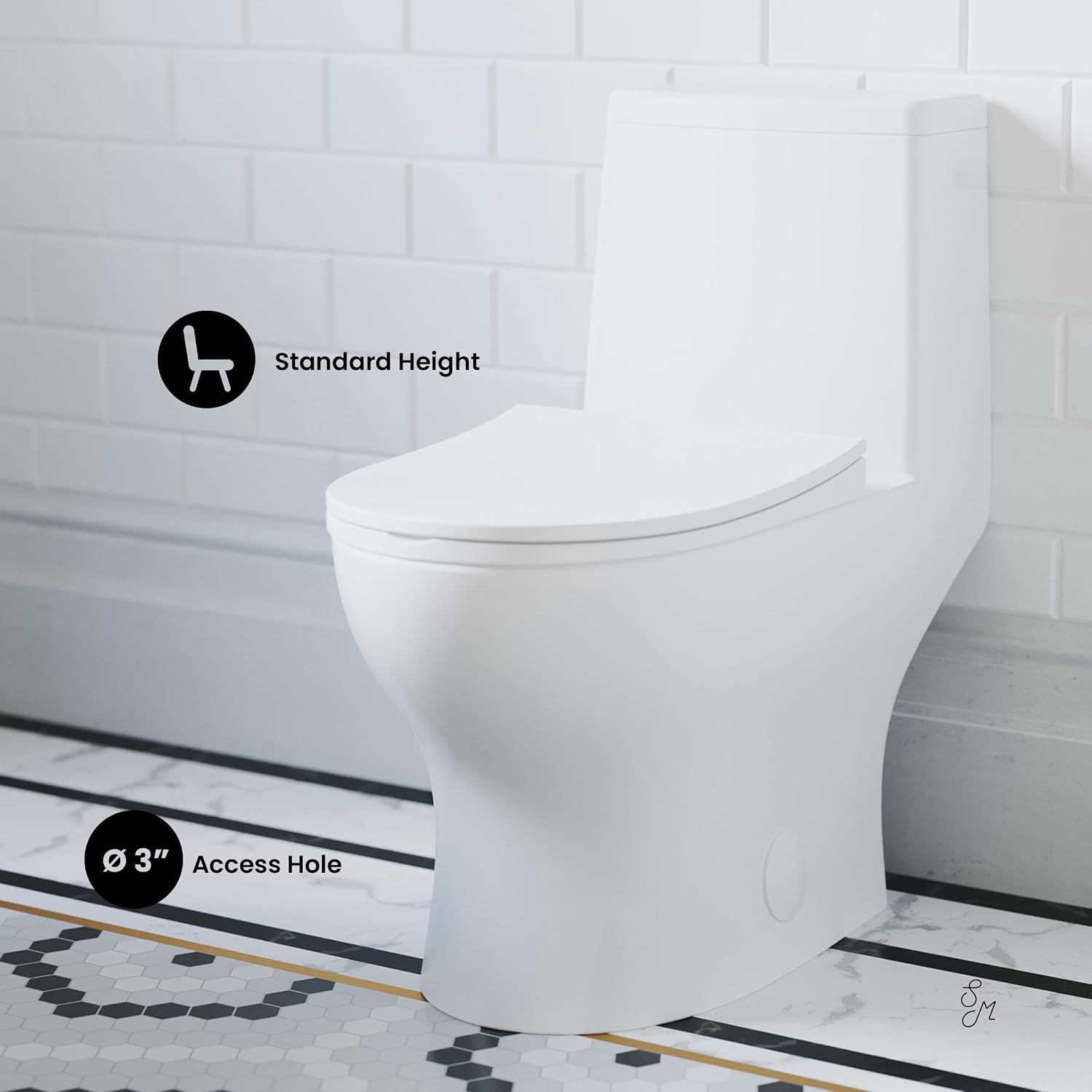 Ivy One-Piece Elongated Toilet Left Side Flush, 10' Rough-In 1.28 gpf