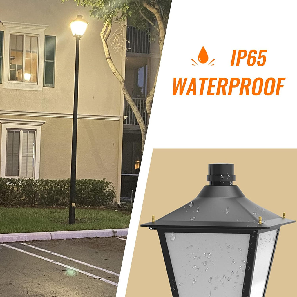 LED Post Top Pole Light - 30W Outdoor Pathway and Street Area Fixture - 3000K 4000K 5000K Dimming - Dusk to Dawn Lighting Fixture for Yard, Garden, Courtyard