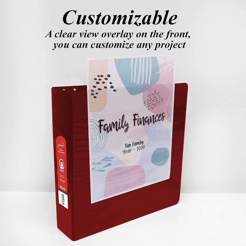 BAZIC Products 3 Ring Binder 3' View Binders Slant D Ring Organizer - Burgundy, Hold 600 Sheets Paper, for School Office Home, 12-Count