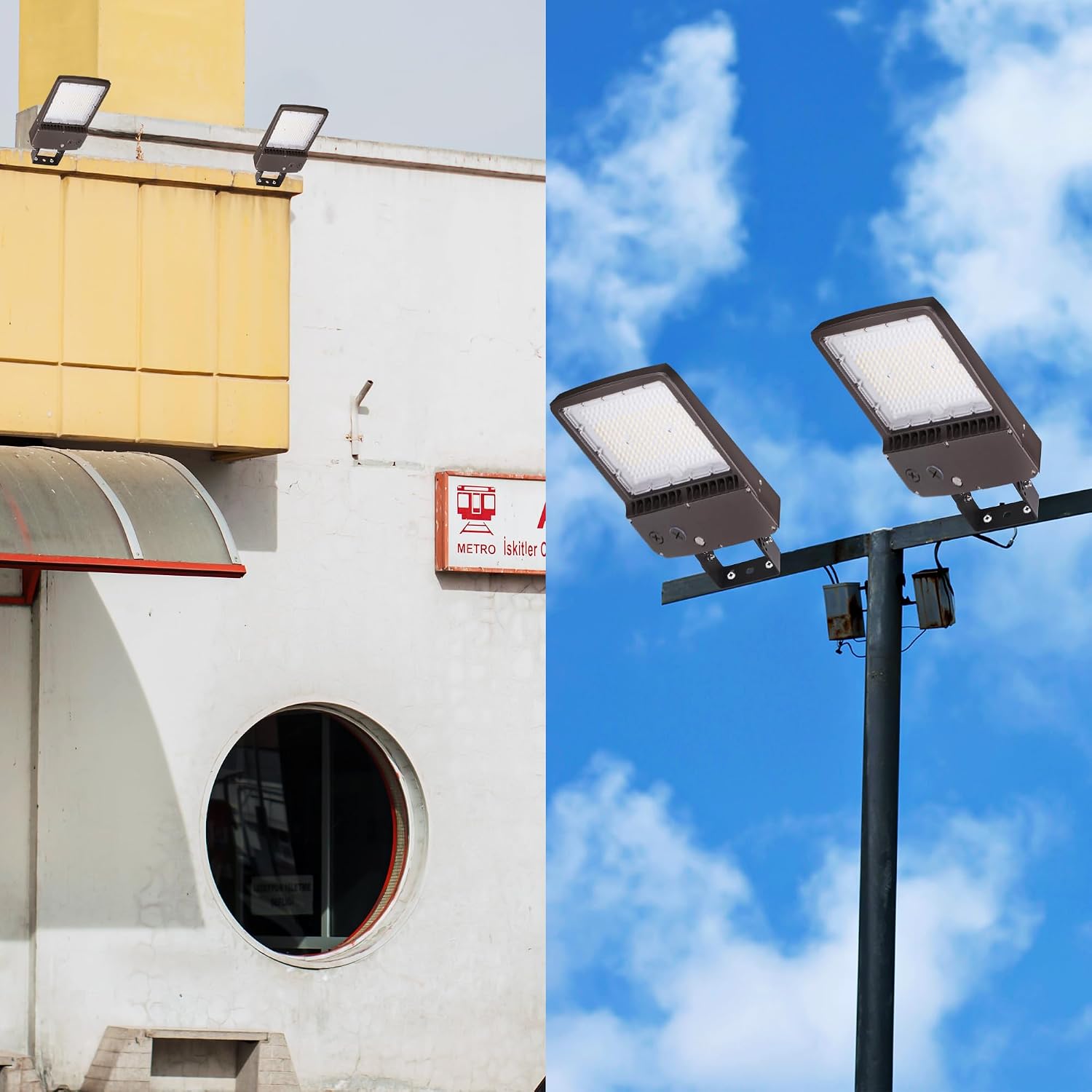 480V 150W LED Parking Lot Light, 5000K 21000LM [Eqv 500W HPS] LED Shoebox Light with Yoke Mount, Outdoor Flood Light, IP65 20KV Surge Protection, AC 277-480V, UL Listed