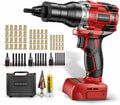 Electric Rivet Nut Tool Kit for Milwaukee 18V Battery(Not Included Battery), Rivet Nut Gun with 1/4', 5/16', 3/8' Head, Rivnut Gun with Auto Mode & Memory Function, for Metal Fabrication & Car Repair
