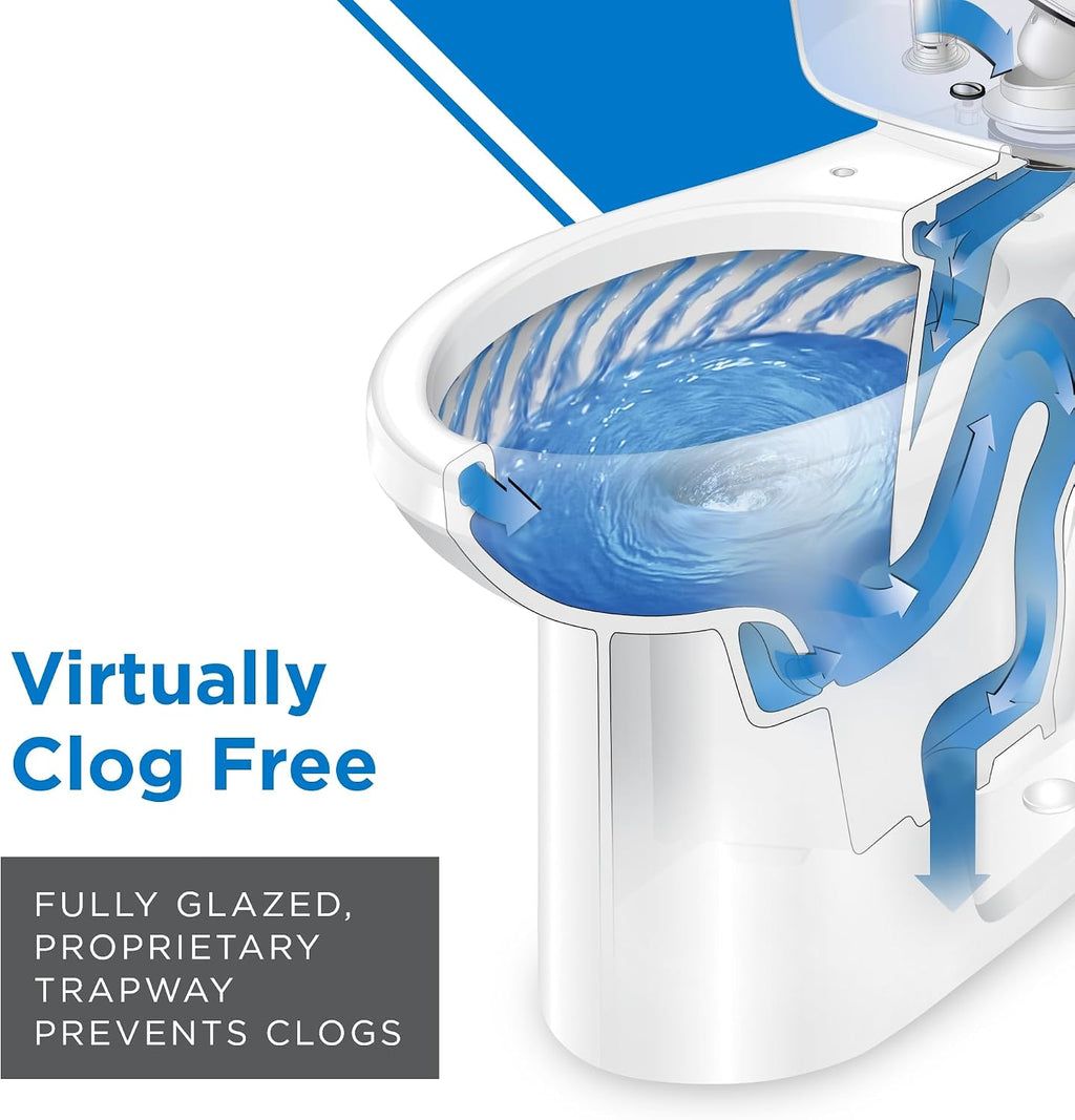 Gerber Viper Select Ultra-High Efficiency .8 GPF Two-Piece Toilet with 12-in Rough-in, ADA Compliant Chair Height, Soft-Close Seat and Install Kit with Wax Ring Included, White, GRS48251E