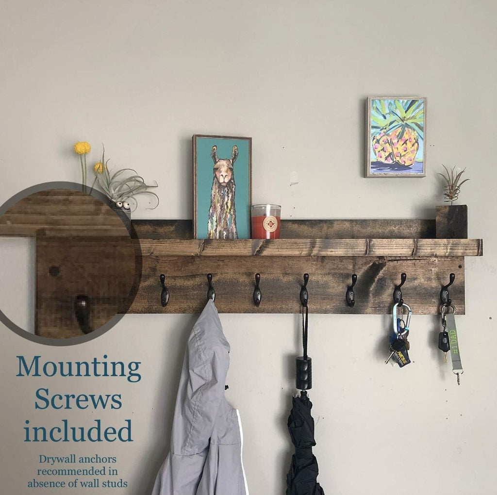 Coat Rack with Shelf | Choose your Length, Towel Rack, Entryway Organizer, Wall Mounted Hooks