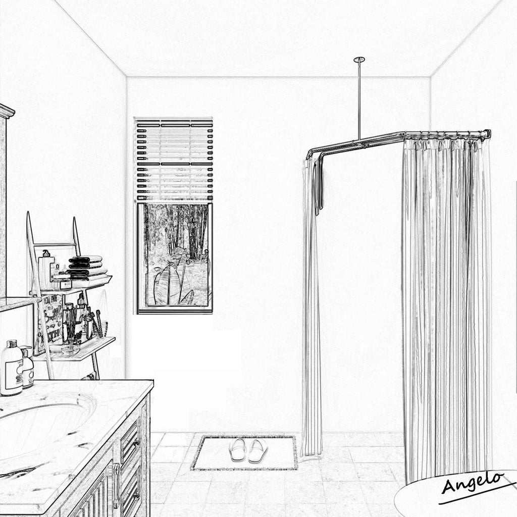 Naiture Dual Diamond Rods Double Neo Angle Shower Curtain Rod, Stainless Steel 18-1/2' X 26' X 18-1/2', Brushed Nickel Finish
