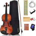 Violin 1/2 for Beginners with Hard Case, Violin Bow, Bridge, Shoulder Rest, Stickers, Tuner, Instruction, Handcraft with Maple, Spruce