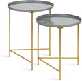 Kate and Laurel Ulani Modern Nesting Side Table, Set of 2, Gray and Gold, Sophisticated Glam End Tables for Storage and Display