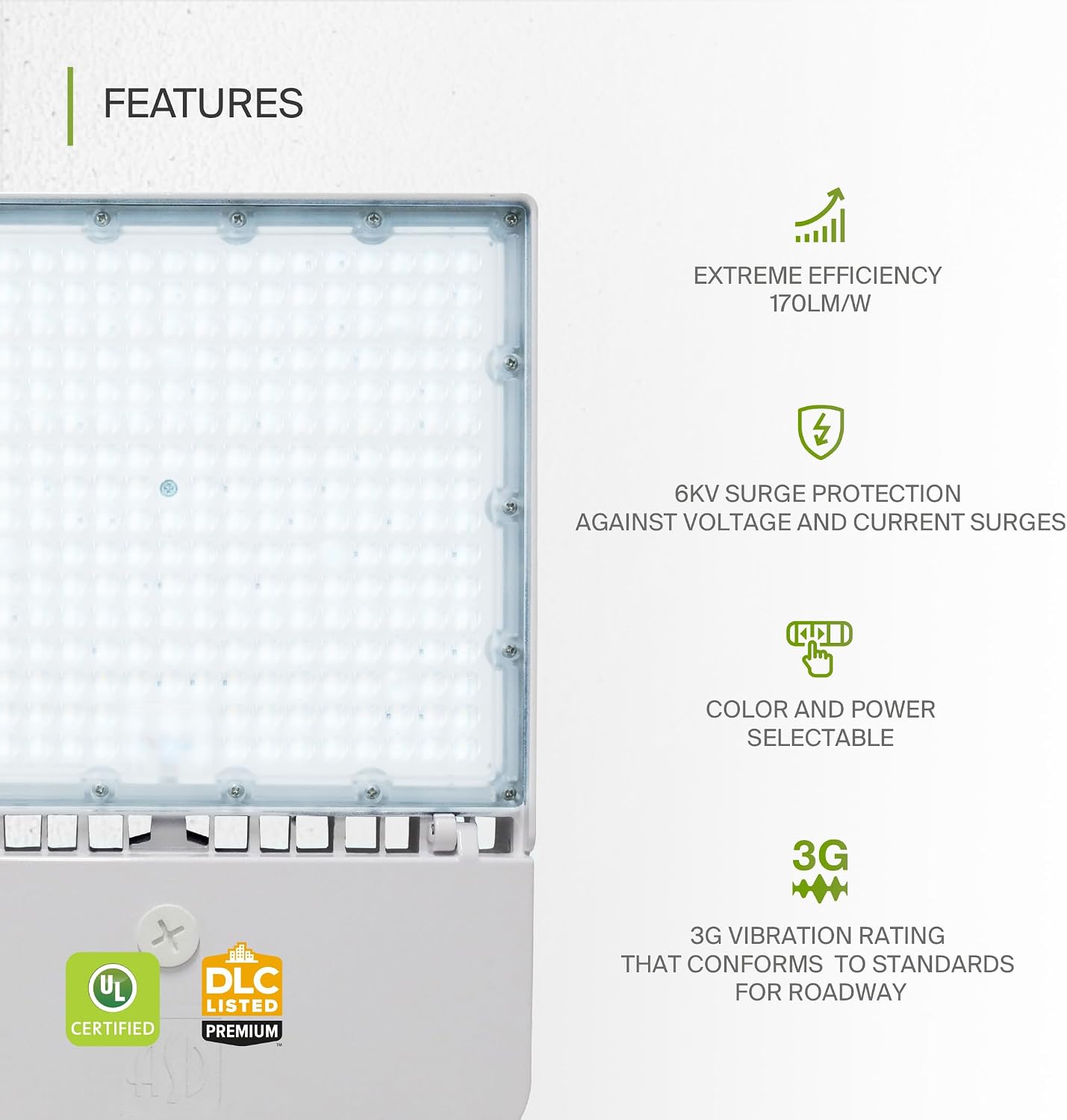 ASD LED Parking Lot Light Fixture | 100-150W 26000LM 3000-5000K 100-277V IP66 | 3CCT, Dimmable, Photocell, Waterproof, DLC, UL Listed | Dusk to Dawn Outdoor Lamp, Shoebox Area Lighting | White