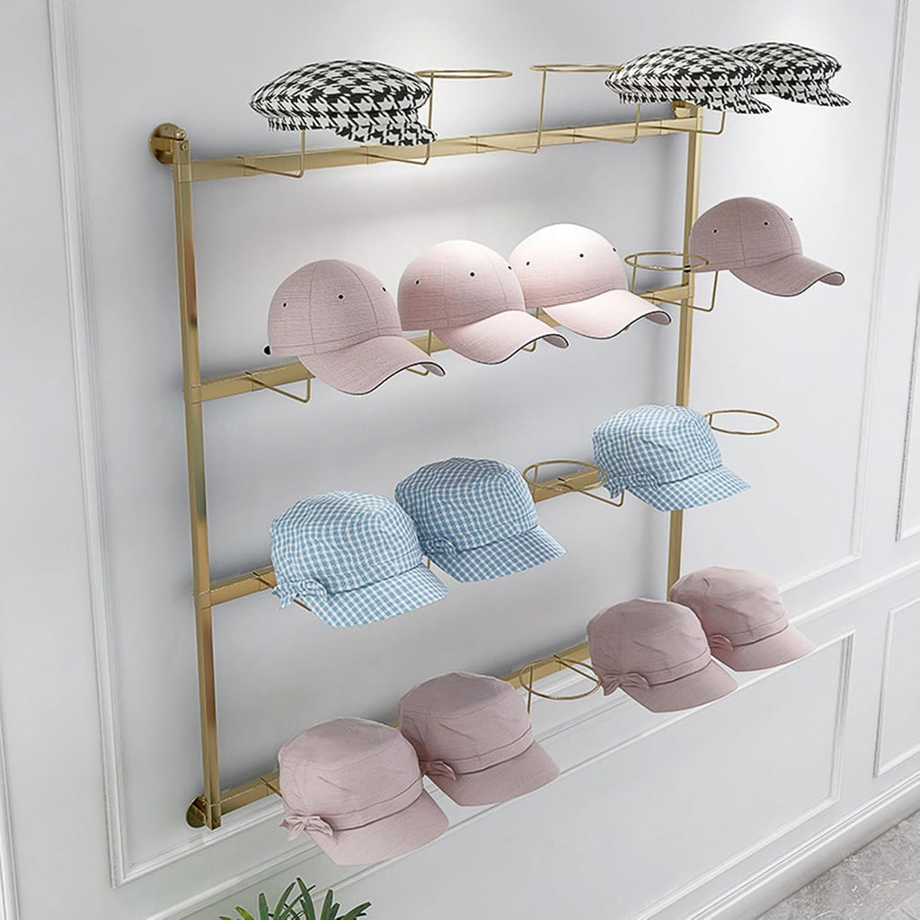 Hat Rack Display Stand Hat Rack for Wall Metal Baseball Caps Organizer Hats Display Rack Modern Metal Hats Storage Wall Mounted Caps Hanger