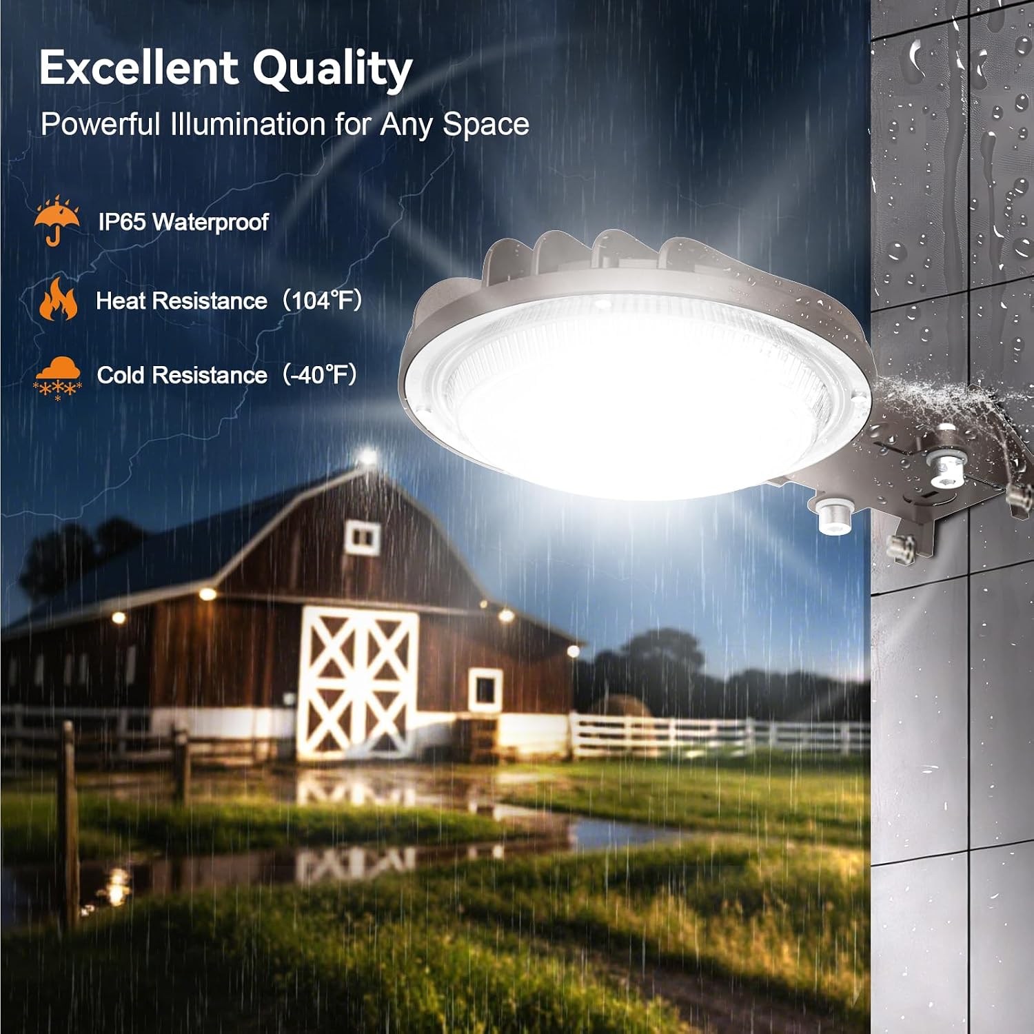 LED Barn Light 60W, Dusk to Dawn Outdoor Lighting with Photocell, 5000K Daylight, 7000LM, 120V Street Area Light, UL & FCC Certified, IP65 Waterproof, Security Lights for Yard Garage Porch Farm, 4PK