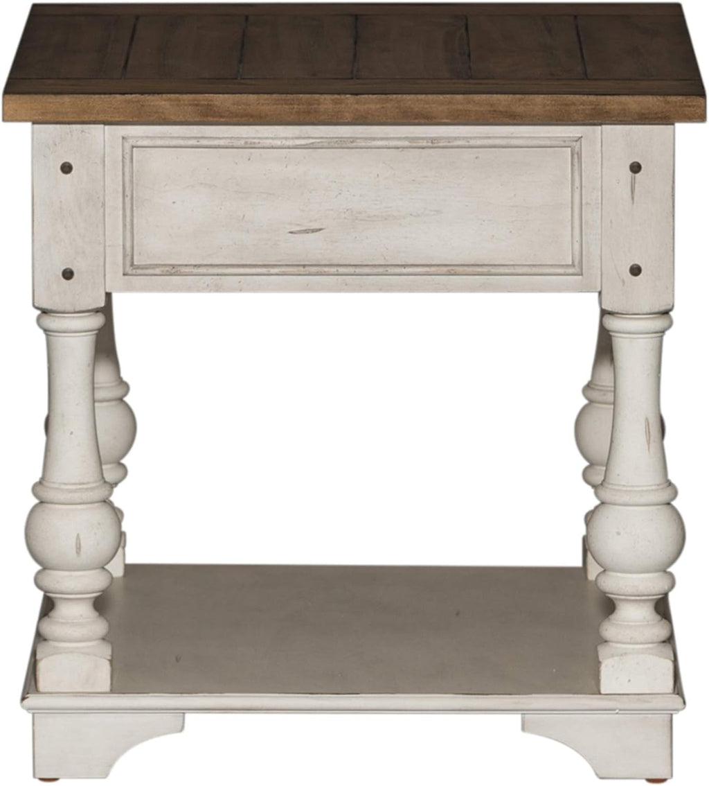 Liberty Furniture Morgan Creek Living Room 3 Piece Living Room Table Set with Cocktail Table, 2 End Tables - Antique White, Wood Plank Tobacco Accents