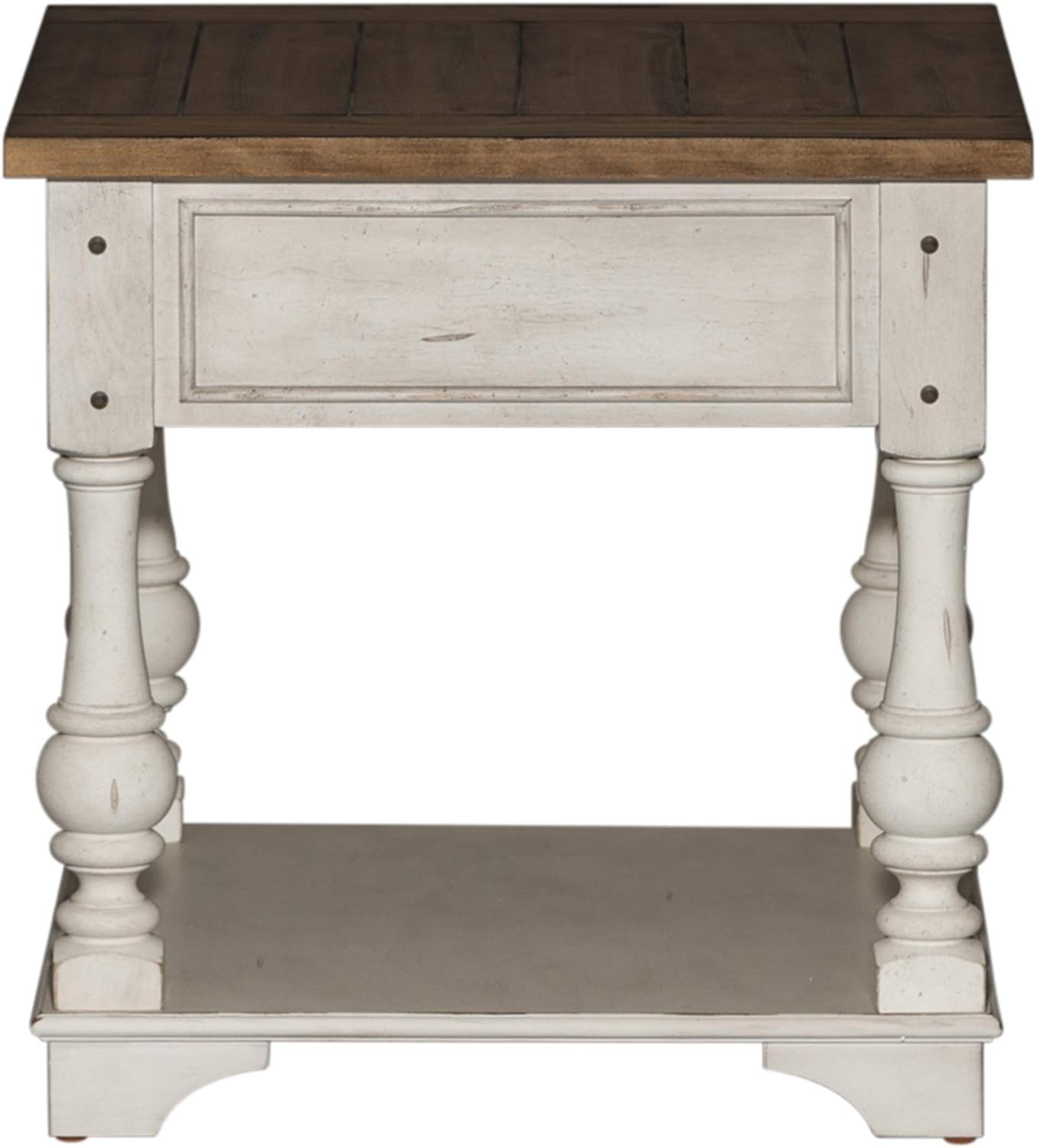 Liberty Furniture Morgan Creek Living Room 3 Piece Living Room Table Set with Cocktail Table, 2 End Tables - Antique White, Wood Plank Tobacco Accents