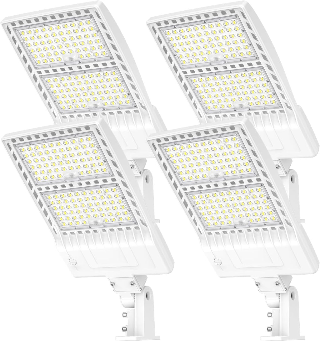 4 Pack LED Parking Lot Light 400W 320W 240W Adjustable, UL Listed 60000LM Outdoor Street Area Lighting with Photocell 100-277V IP65 5000K LED Shoebox Light Arm & Slip Fitter Mount for Street