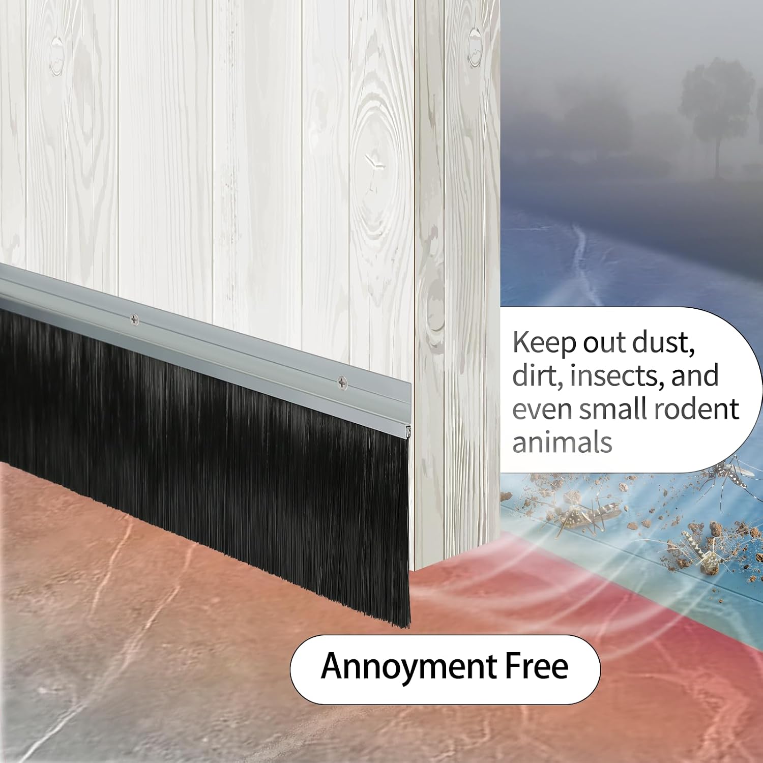 12 Sets 4+0.91 Inches Door Brush Sweep Seal Roll Up Door Seal Kit Garage Door Sweeps Suitable for Multiple Floors Easy Mounting(4 inches, 12)