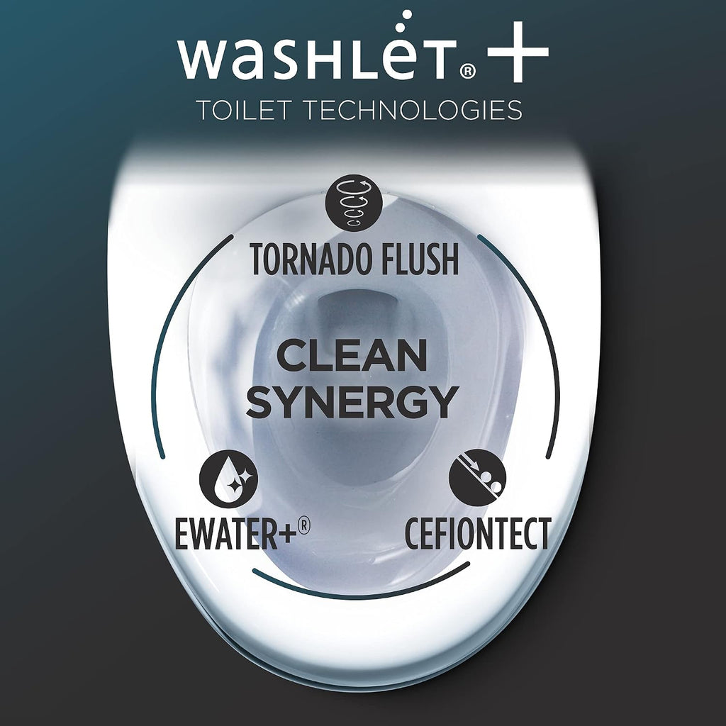TOTO Drake WASHLET+ Two-Piece Elongated 1.6 GPF Universal Height TORNADO FLUSH Toilet with S500e Bidet Seat, Cotton White - MW7763046CSFG#01